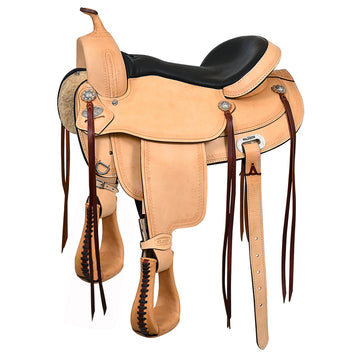 HILASON Western Horse Saddle American Leather Flex Tree Trail & Pleasure Tan